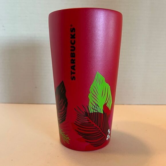 Starbucks Holiday Ceramic Tumbler Red Floral Poinsettia *NWT* - Picture 1 of 4